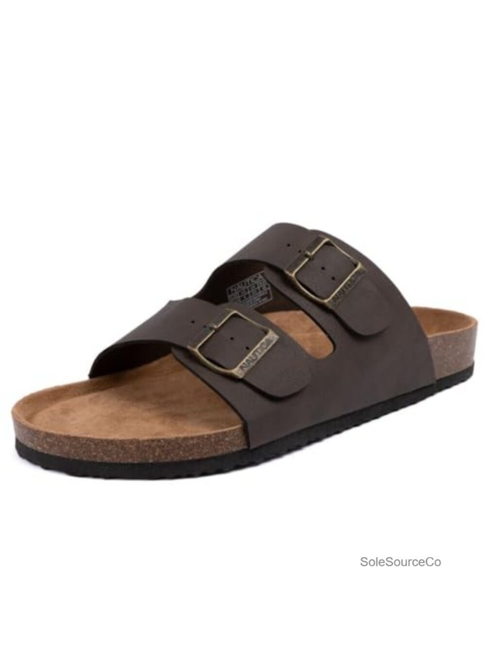 Men's Slide Sandals with Adjustable Buckle Straps and Cork Footbed